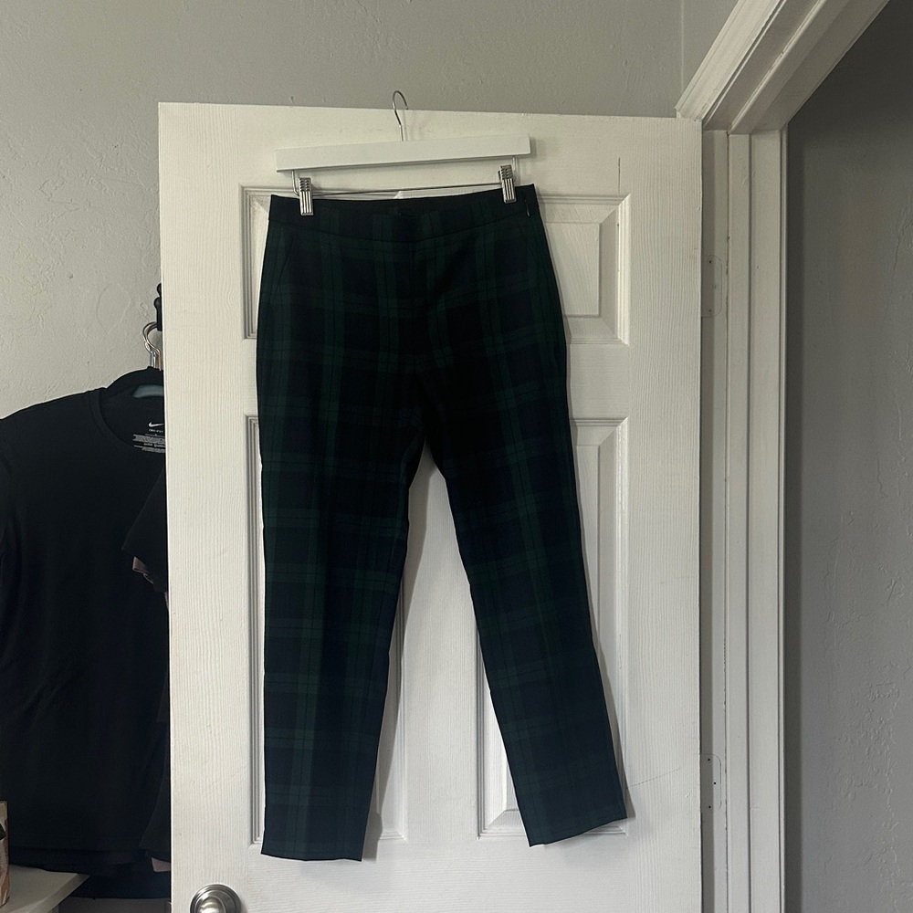 J. Crew Men's Black and Green Plaid Dress Pants